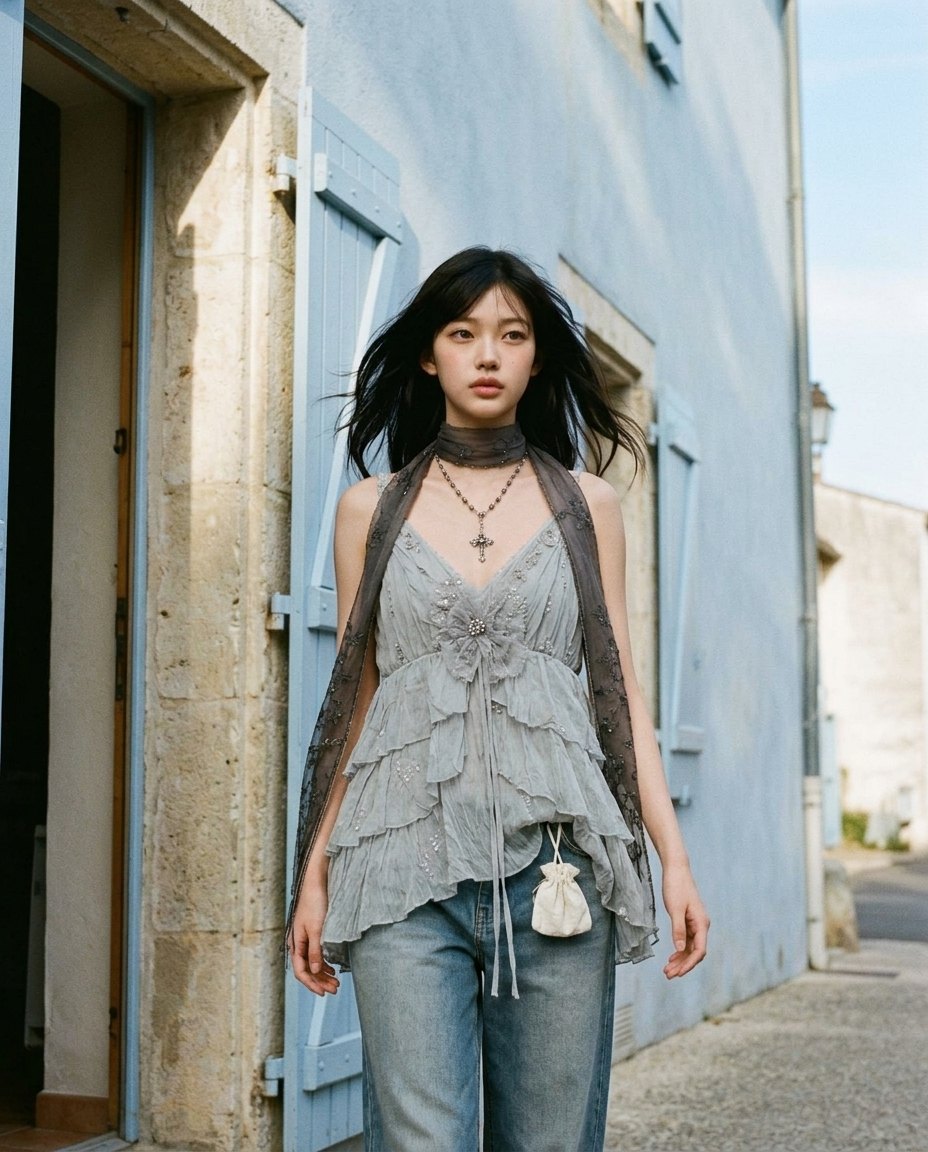 KEE walking down a sunny street (AI-generated)